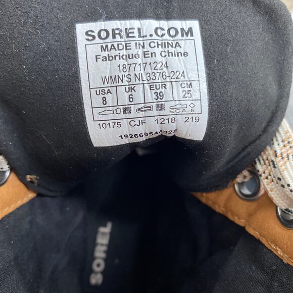 Sorel Women's Lexie Wedge Boots Lace Up Leather Waterproof Camel Brown Size 8 - Picture 11 of 11